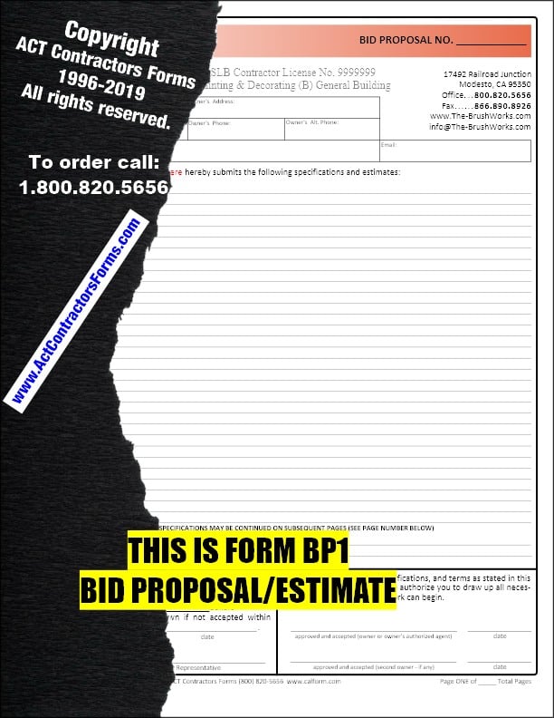 Painting Contractor Bid & Estimate Forms