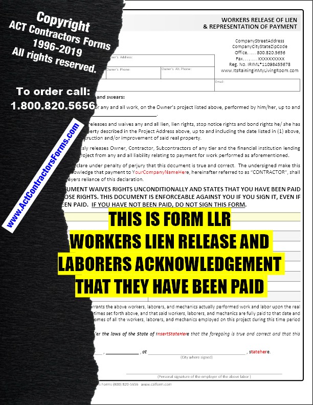 Lien Waiver And Release Forms For Roofing Contractors