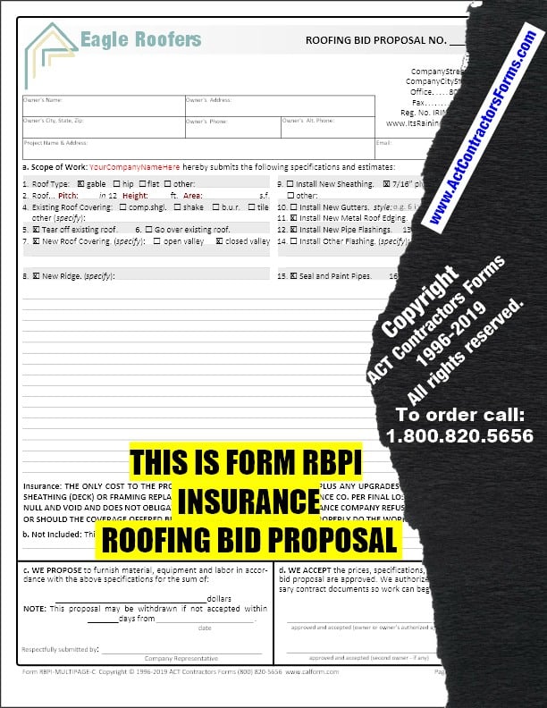 Roofing Contractor Forms For Insurance Restoration